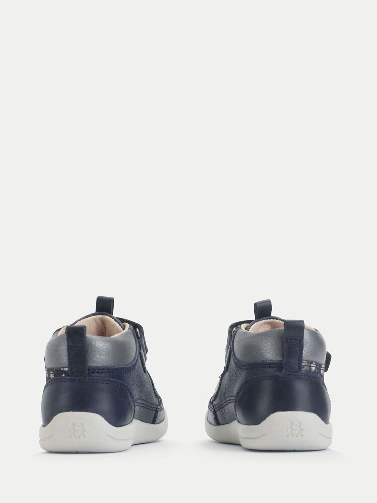 Start-Rite Girls Blue Rove Leather Double Rip-Tape Closed Floral Print First Ankle Boots - Image 6 of 6