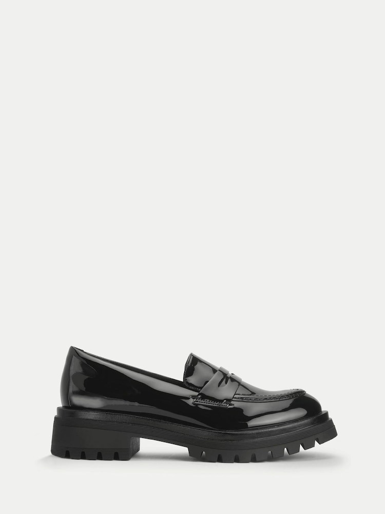 Start-Rite Senior Girls Paris Patent Slip On Loafer Style Angry Angels School Black Shoes - Image 1 of 5
