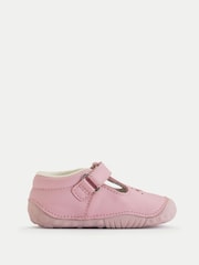 Start-Rite Baby Girls Pink Tumble Leather T Bar Rip Tape Pre Walkers Shoes - Image 2 of 6