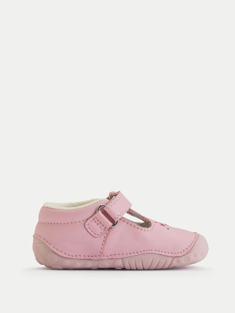 Start-Rite Baby Girls Pink Tumble Leather T Bar Rip Tape Pre Walkers Shoes - Image 2 of 6
