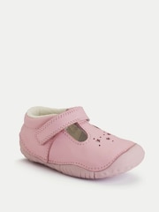 Start-Rite Baby Girls Pink Tumble Leather T Bar Rip Tape Pre Walkers Shoes - Image 3 of 6