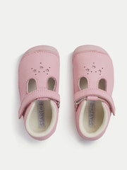 Start-Rite Baby Girls Pink Tumble Leather T Bar Rip Tape Pre Walkers Shoes - Image 5 of 6
