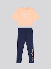 U.S. Polo Assn Orange Girls Boxy Fit Script T-Shirt & Leggings Set - Image 1 of 5