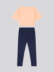U.S. Polo Assn Orange Girls Boxy Fit Script T-Shirt & Leggings Set - Image 2 of 5