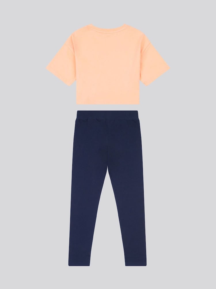 U.S. Polo Assn Orange Girls Boxy Fit Script T-Shirt & Leggings Set - Image 2 of 5