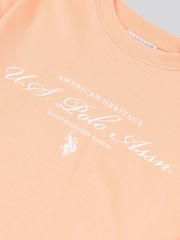U.S. Polo Assn Orange Girls Boxy Fit Script T-Shirt & Leggings Set - Image 4 of 5