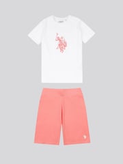 U.S. Polo Assn White Print T-Shirt & Jersey Shorts Set - Image 1 of 5