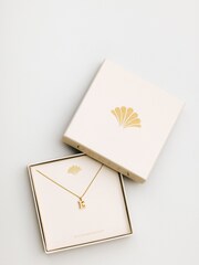 Orelia Luxe Gold Tone E Initial Waterproof Necklace with Giftbox - Image 3 of 4