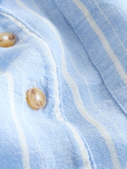 Blauw/witte streep - Mouwloos overhemd met reverskraag en linnen - Afbeelding 6 van 7