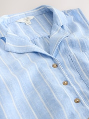 Blauw/witte streep - Mouwloos overhemd met reverskraag en linnen - Afbeelding 7 van 7