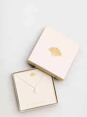 Orelia Luxe Gold Tone E Initial Waterproof Necklace with Giftbox - Image 3 of 3