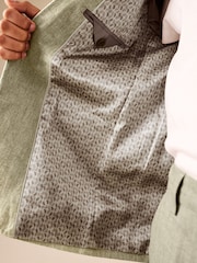 Verde kaki - Linen Blend Suit Jacket (3-16yrs) - Imaginea 4 din 8