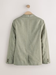 Verde kaki - Linen Blend Suit Jacket (3-16yrs) - Imaginea 6 din 8
