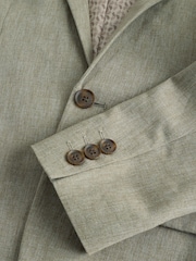 Verde kaki - Linen Blend Suit Jacket (3-16yrs) - Imaginea 8 din 8