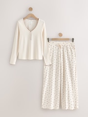 Cream Heart Pointelle Long Sleeve Pyjamas - Image 1 of 4