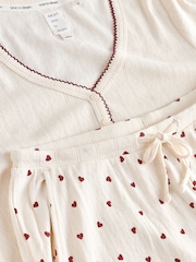 Cream Heart Pointelle Long Sleeve Pyjamas - Image 2 of 4