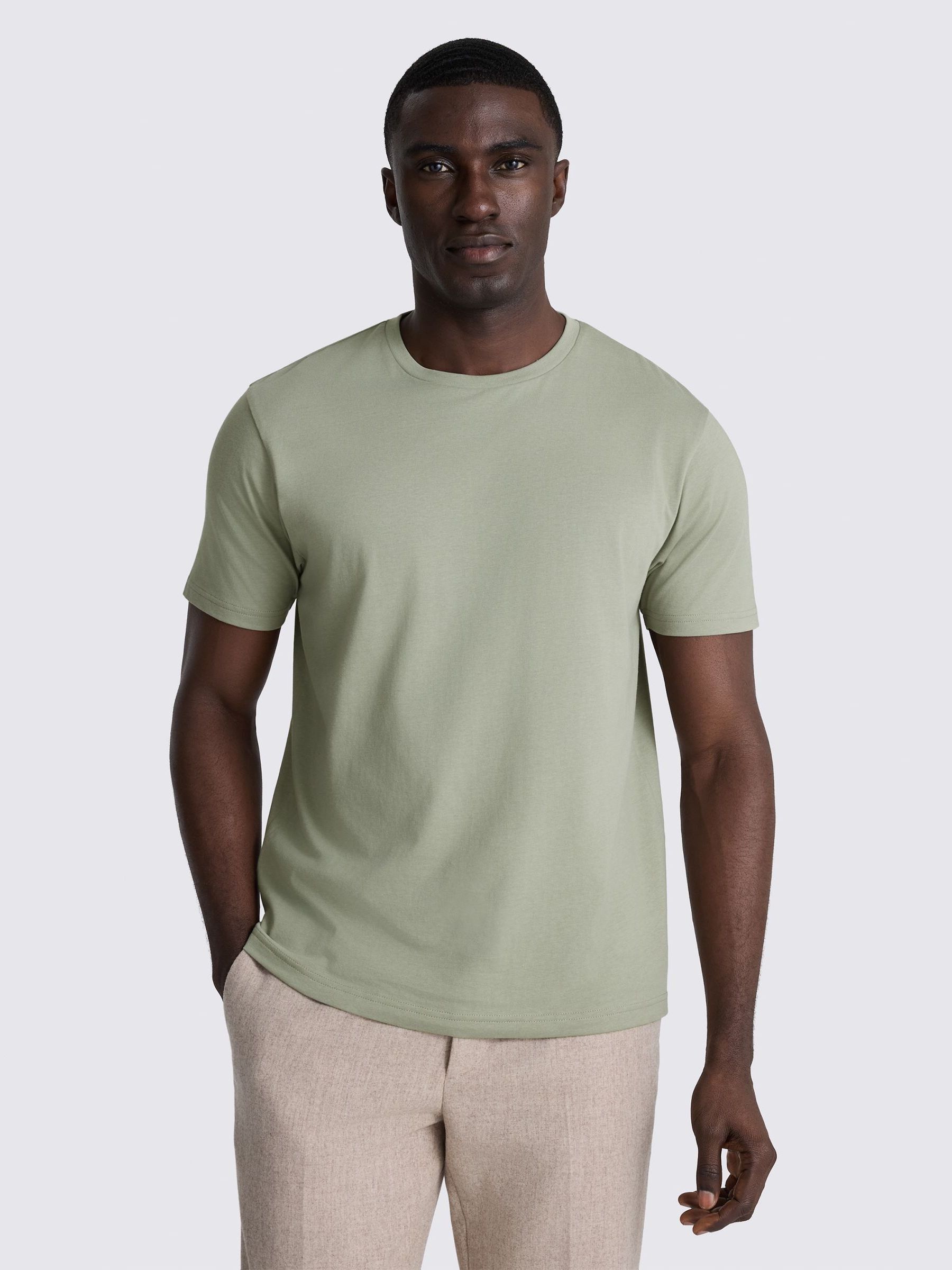 Next：日本 セージグリーン - MOSS クルーネック Tシャツ from Next Japan