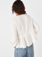 Whistles White Cotton Frill Peplum Blouse - Image 3 of 5