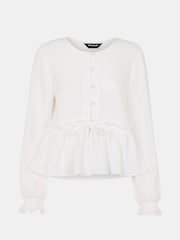 Whistles White Cotton Frill Peplum Blouse - Image 5 of 5