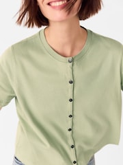 Whistles Green Round Neck Button Up T-Shirt - Image 3 of 5