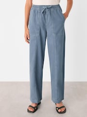 Whistles Blue Contrast Stitch Cotton Trousers - Image 1 of 5