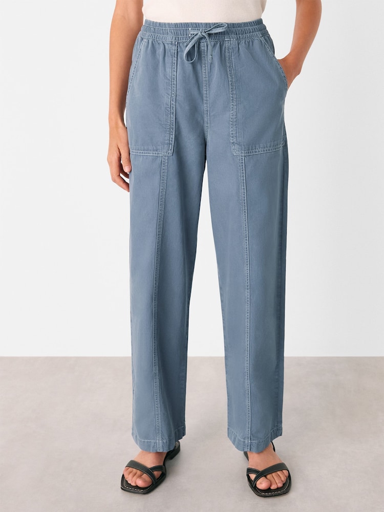 Whistles Blue Contrast Stitch Cotton Trousers - Image 1 of 5