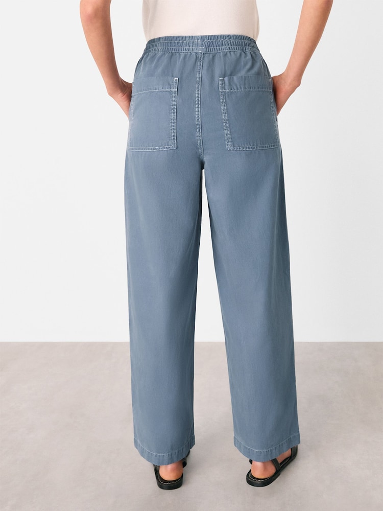 Whistles Blue Contrast Stitch Cotton Trousers - Image 2 of 5