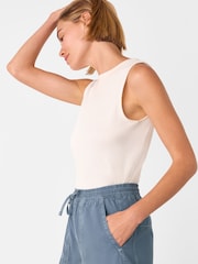 Whistles Blue Contrast Stitch Cotton Trousers - Image 3 of 5