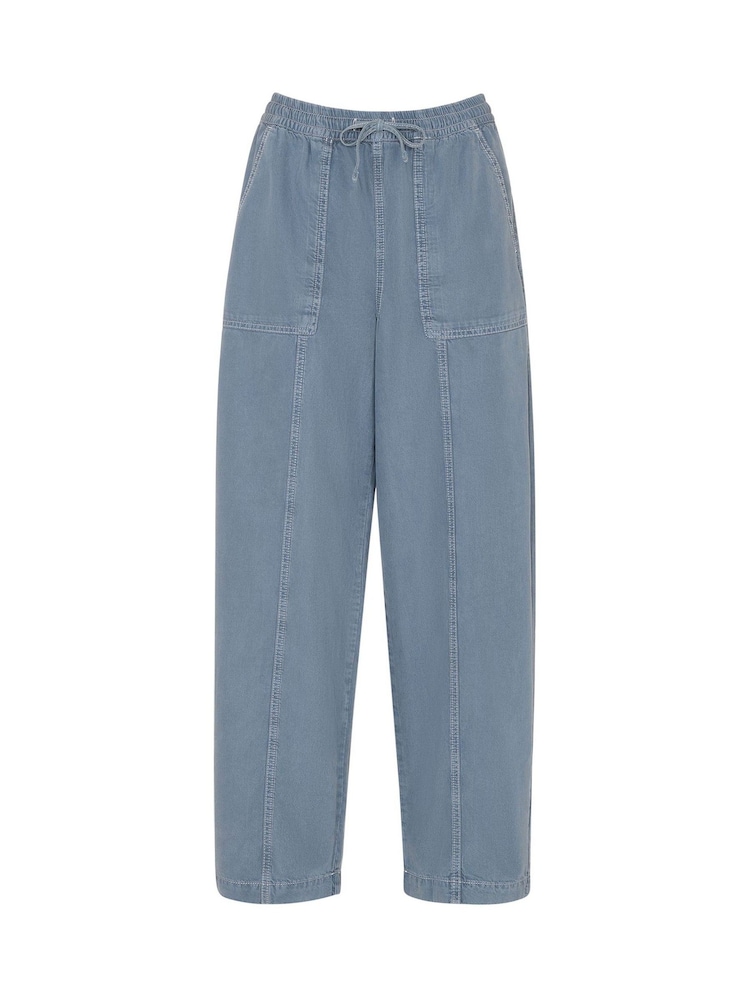 Whistles Blue Contrast Stitch Cotton Trousers - Image 5 of 5