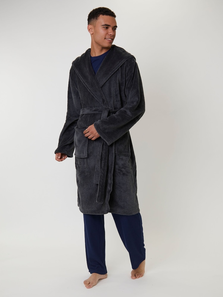 ankle length dressing gown mens Buy Loungeable Grey Textured Hooded from Next USA Double FDY KissProm Simple A-Line Square Color:Dusty_Rose offering an extra layer