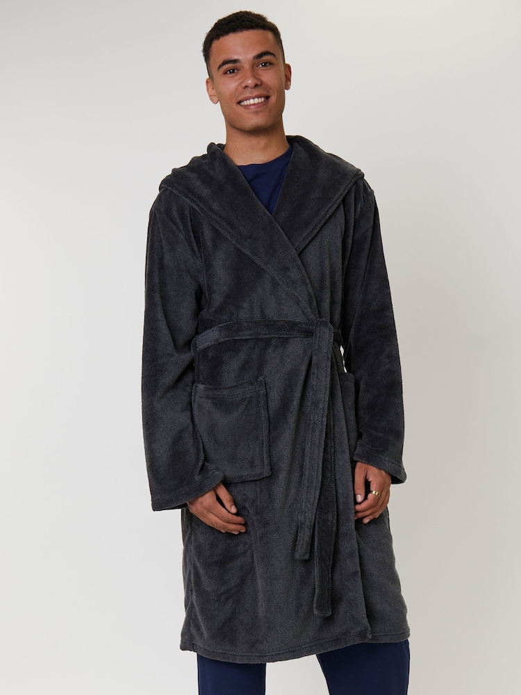 Buy Loungeable Grey Textured Hooded Mens Dressing Gown from Next USA