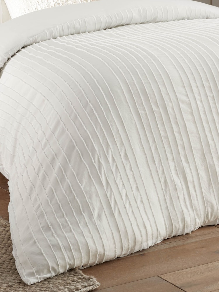 Duvet Day White Harrison Stripe Tufted Soft Touch Duvet Set - Image 3 of 3