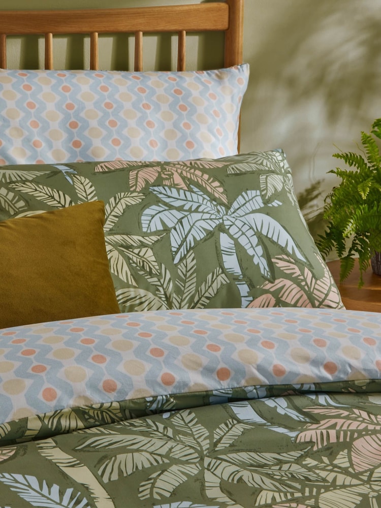 Duvet Day Palm Green Kentia Printed Soft Touch Duvet Set - Image 2 of 3