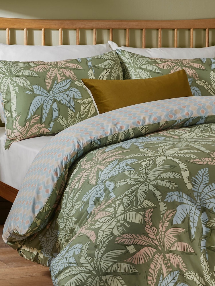 Duvet Day Palm Green Kentia Printed Soft Touch Duvet Set - Image 3 of 3