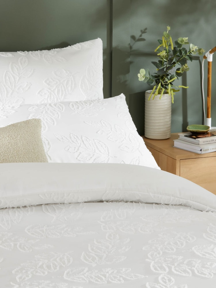 Duvet Day White Seville Leaf Tufted Soft Touch Duvet Set - Image 2 of 3
