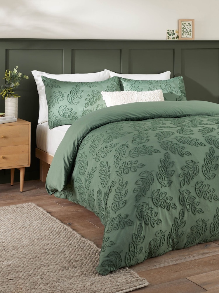 Duvet Day Green Seville Leaf Tufted Soft Touch Duvet Set - Image 1 of 3