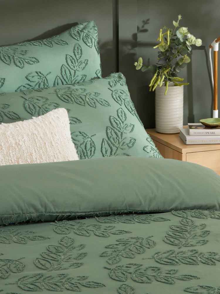 Duvet Day Green Seville Leaf Tufted Soft Touch Duvet Set - Image 2 of 3