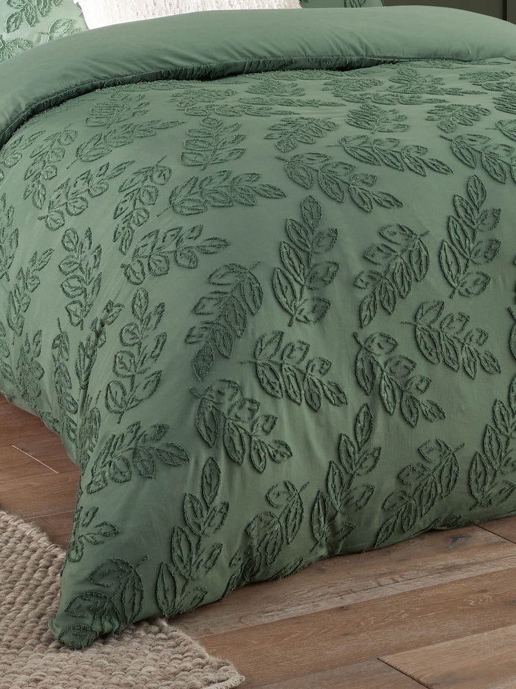 Duvet Day Green Seville Leaf Tufted Soft Touch Duvet Set - Image 3 of 3