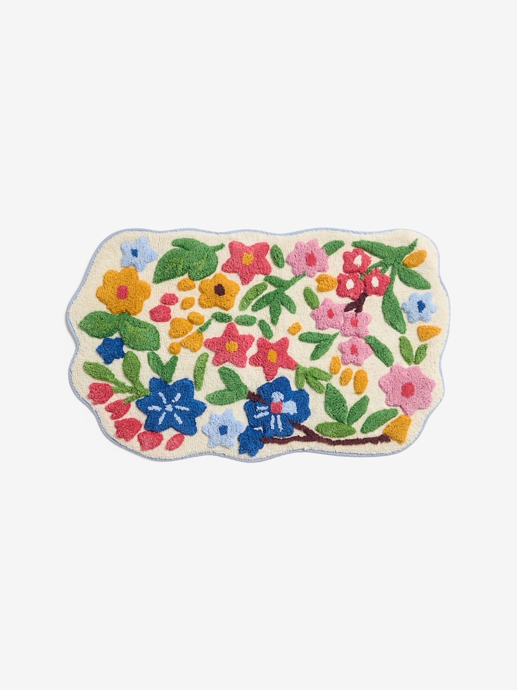 Lucy Tiffney Multi Periwinkle Floral Bath Mat - Image 4 of 4