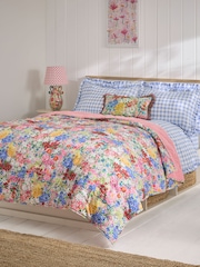Lucy Tiffney Pink Periwinkle Floral Quilted Velvet Bedspread - Image 1 of 8