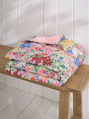 Lucy Tiffney Pink Periwinkle Floral Quilted Velvet Bedspread - Image 3 of 8
