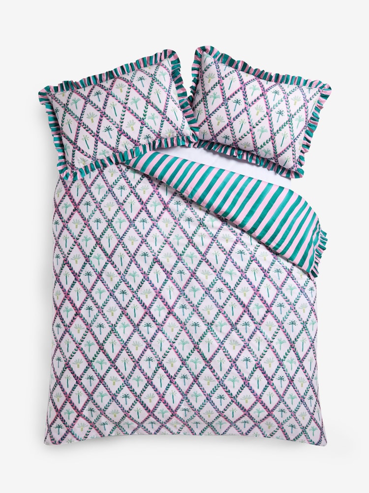 Lucy Tiffney Palm Trellis 180 Thread Count Duvet Cover and Pillowcase Set - Image 1 of 1