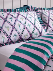 Lucy Tiffney Palm Trellis Ruffle 180 Thread Count Duvet Cover and Pillowcase Set - Image 3 of 5