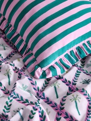 Lucy Tiffney Palm Trellis Ruffle 180 Thread Count Duvet Cover and Pillowcase Set - Image 4 of 5