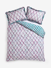 Lucy Tiffney Palm Trellis Ruffle 180 Thread Count Duvet Cover and Pillowcase Set - Image 5 of 5