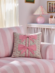 Cath Kidston Pink Ditsy Bows Cotton Cushion - Image 1 of 6