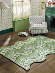Cath Kidston Green Spitalfields Wiggle Wool Tufted Rug - Image 1 of 5