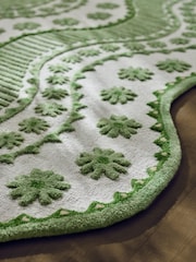 Cath Kidston Green Spitalfields Wiggle Wool Tufted Rug - Image 3 of 5