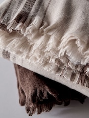 The Set 2 Pack Chocolate/Natural Check Cosy Throws - Image 4 of 4