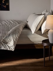 The Set 2 Pack Natural Check Stripe Printed Duvet Cover and Pillowcase Set With Fitted Sheets - Image 4 of 6